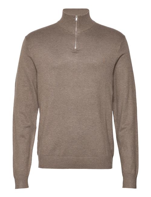 Ecovero Half Zip L/S Knit Lindbergh Brown