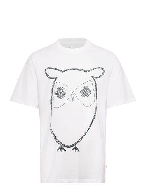 Regular Big Owl Front Print T-Shirt Knowledge Cotton Apparel White