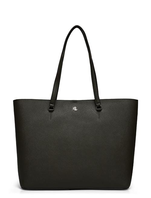 Crosshatch Leather Large Karly Tote Lauren Ralph Lauren Black