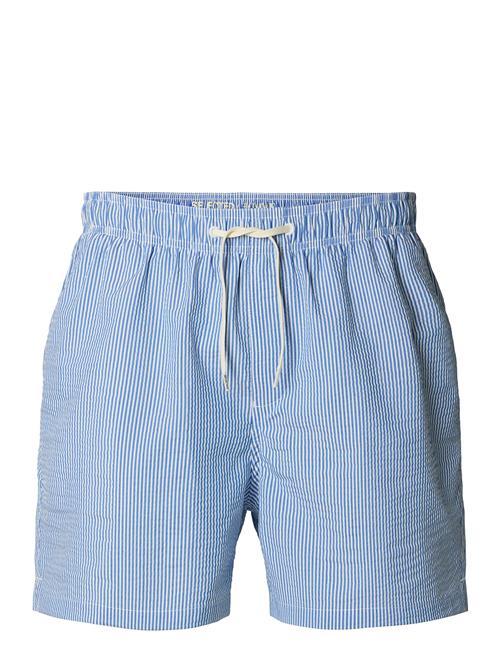 Slhcooper Seersucker Swimshorts W Selected Homme Blue