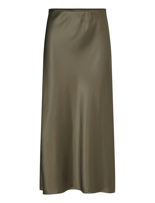 Aubree Satin Midi Skirt Malina Khaki