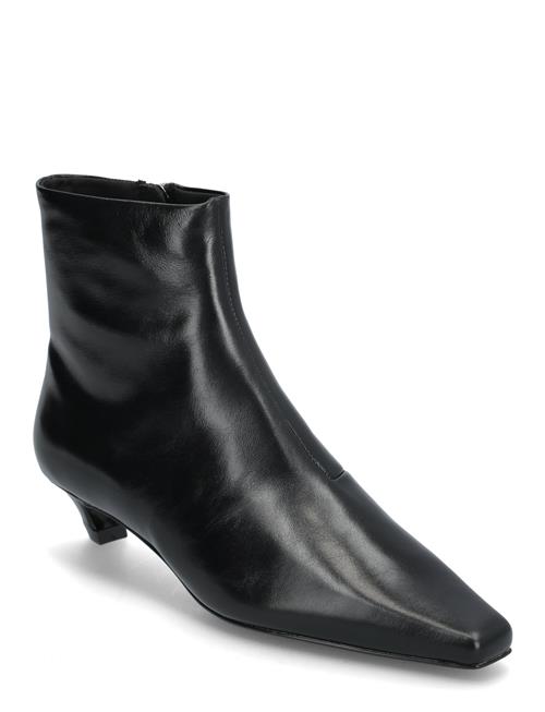 Se Leather Boots With Kitten Heels Mango Black ved Booztlet