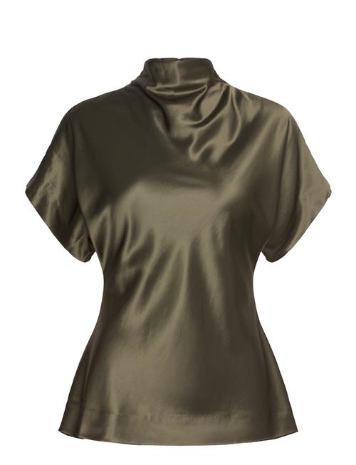 Otilia Draped Half Polo Top Malina Khaki