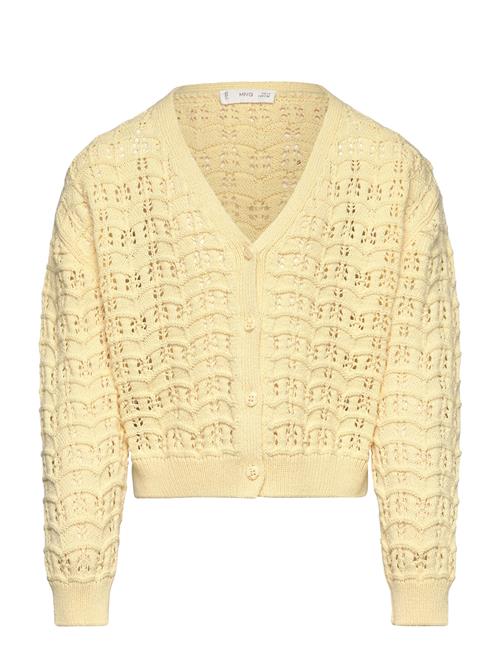 Openwork Knit Cardigan Mango Yellow