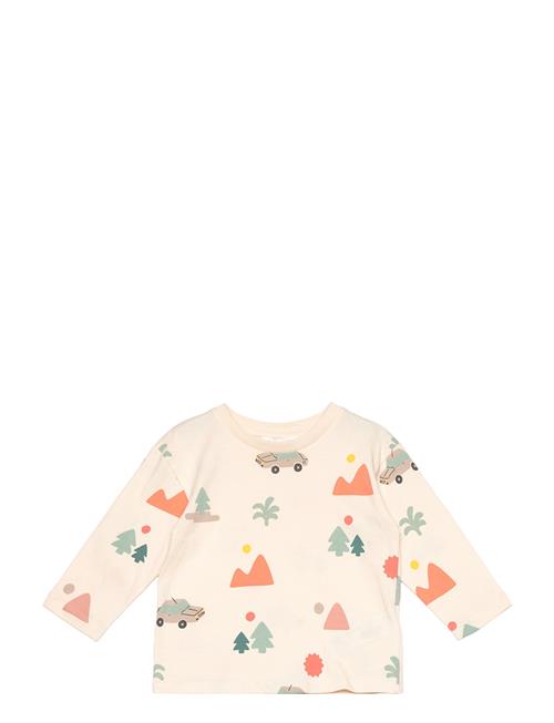 100 Cotton T-Shirt With Printed Drawing Mango Beige