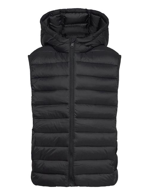 Se Quilted Gilet With Hood Mango Black ved Booztlet