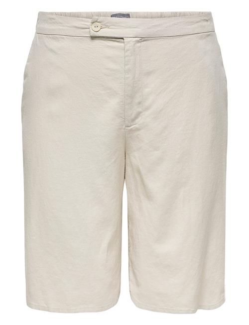 Se Carcaro Hw Linen Bl Bermu Shorts ONLY Carmakoma Beige ved Booztlet