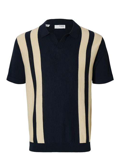 Slhmattis Ss Linen Blend Open Polo Noos Selected Homme Navy