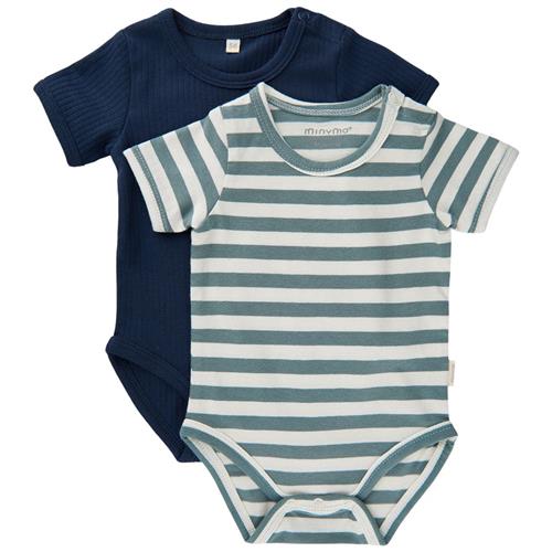 Minymo 2-pak Kortærmet Baby Body Goblin Blue 68 cm  Blå  68 cm  Unisex