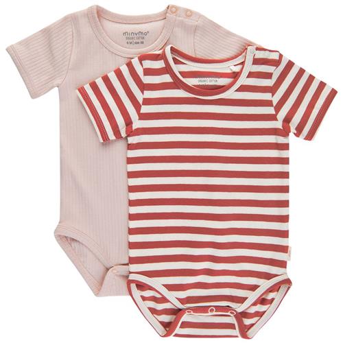 Minymo 2-pak Kortærmet Baby Body Canyon Rose 74 cm  Beige  74 cm  Unisex