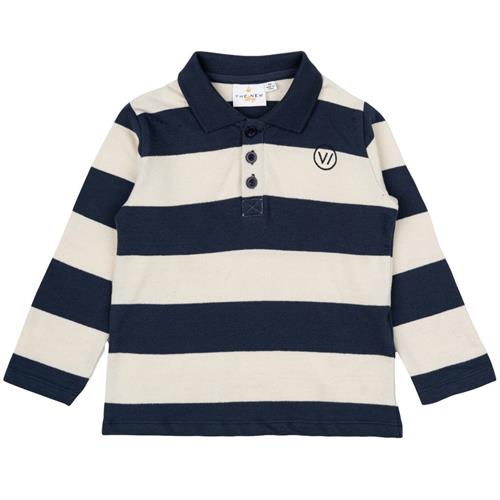 The New Siblings GOTS Nixon Pique Tee Mood Indigo Striped 98 cm  Marineblå  98 cm  mand