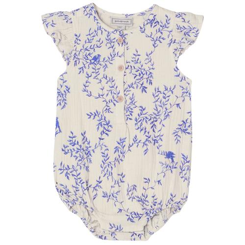 garbo&friends Muslin Frill Romper Jardim | Blå | 50/56 cm