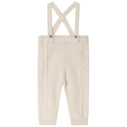 garbo&friends Kabelstrikkede Bukser Med Seler Ecru 50/56 cm  Beige  50/56 cm  Unisex