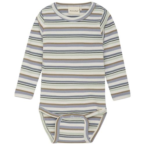 Minymo Ribbet Baby Body Blue Fog 68 cm  Blå  68 cm  mand