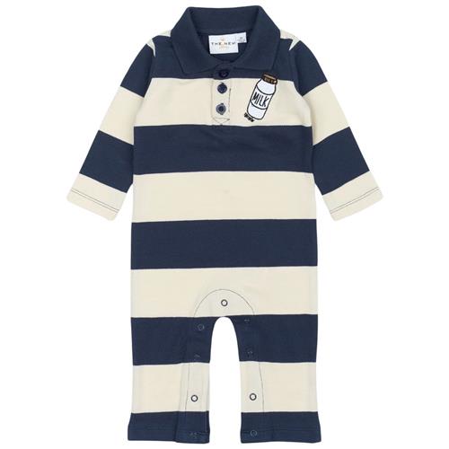 The New Siblings GOTS Noah Pique Jumpsuit Mood Indigo Striped | Marine blå | 68 cm