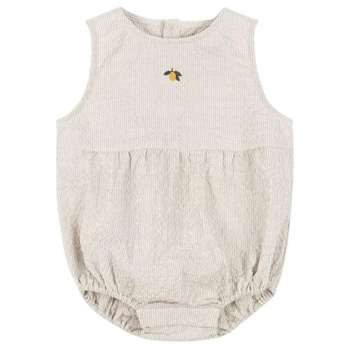 Konges Sløjd GOTS Elliot Romper Quarry Stripe 12 months  Beige  12 måneder  mand