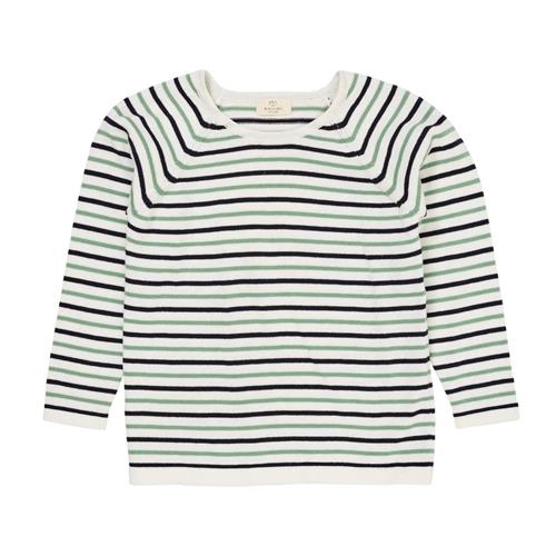 Copenhagen Colors GOTS Tynd Strikket Sweater Cream Navy Green 92 cm  Beige  92 cm  Unisex