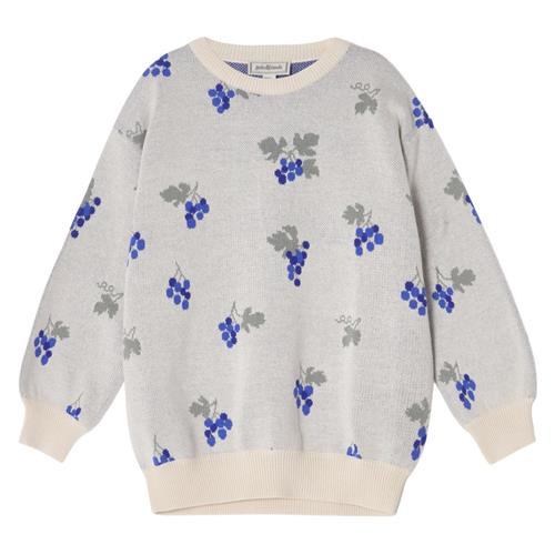 garbo&friends Strikket Sweatshirt Grapes Ecru 122/128 cm  Hvid  122/128 cm  Unisex