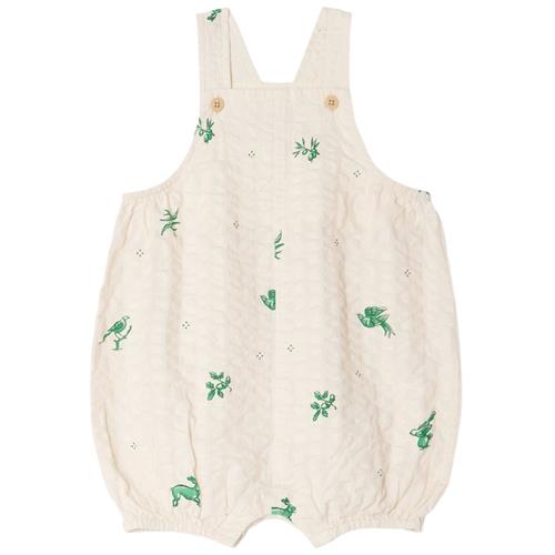 garbo&friends Seersucker-langbukser Azulejos Emerald 62/68 cm  Hvid  62/68 cm  Unisex