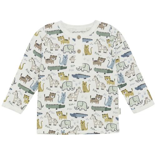 Minymo GOTS Langærmet T-shirt Aop Marshmallow White 50 cm  Hvid  50 cm  mand