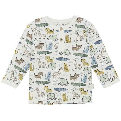 Minymo GOTS Langærmet T-shirt Aop Marshmallow White | Hvid | 50 cm