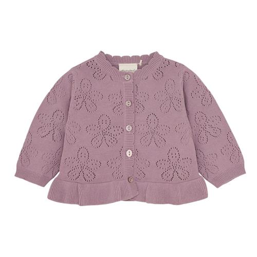 Minymo GOTS Strikket Cardigan Elderberry 80 cm  Lilla  80 cm  kvinde