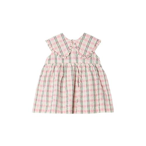 garbo&friends Seersucker Romper-kjole Check Carnation | Lyserød | 50/56 cm