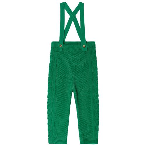 garbo&friends Kabelstrikkede Bukser Med Seler Emerald Green 86/92 cm  Grøn  86/92 cm  Unisex