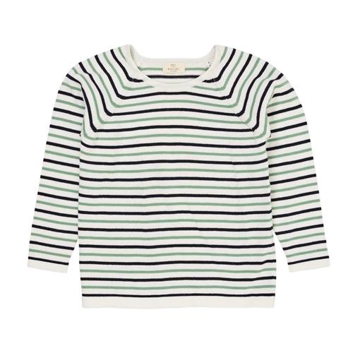 Copenhagen Colors GOTS Tynd Strikket Sweater Cream Navy Green | Beige | 80 cm