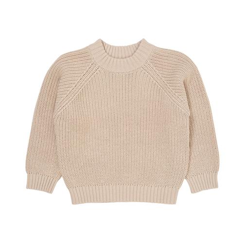 Copenhagen Colors Classic Ribstrikket Bluse Beige 122 cm  Beige  122 cm  kvinde