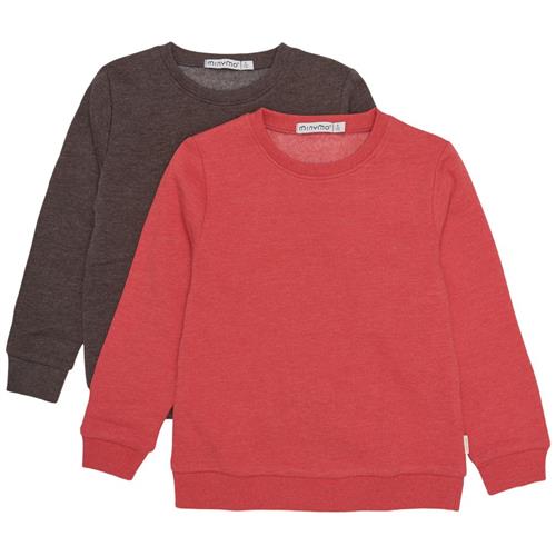 Minymo 2-pak Sweatshirt Tomato Puree 110 cm  Rød  110 cm  Unisex
