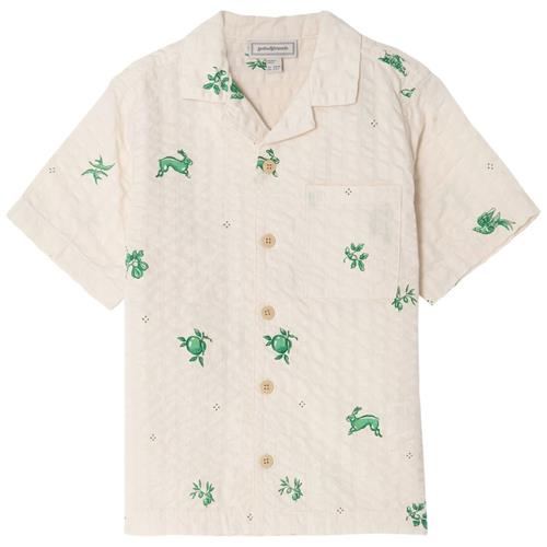garbo&friends Seersucker Kortærmet Skjorte Azulejos Emerald 86/92 cm  Hvid  86/92 cm  Unisex