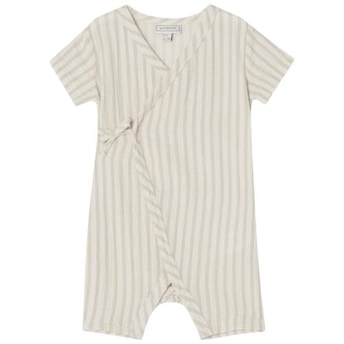 garbo&friends Muslin Onesie Stripe Pebble | Hvid | 62/68 cm