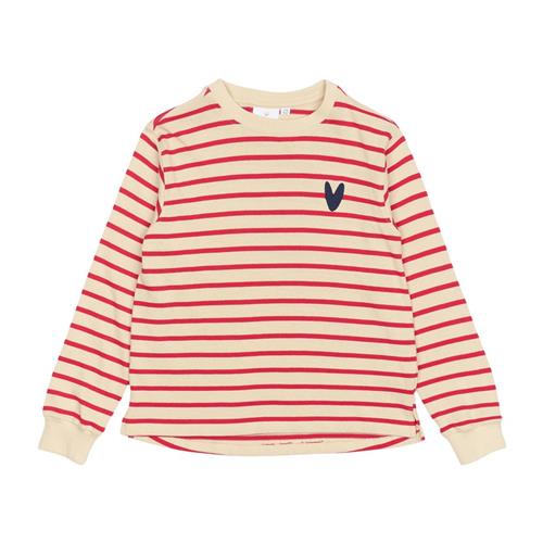 The New GOTS Nil Sweatshirt Poppy Red Striped | Rød | 5-6 years