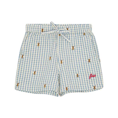 Flöss Oliver Shorts Bee Gingham | Blå | 104 cm