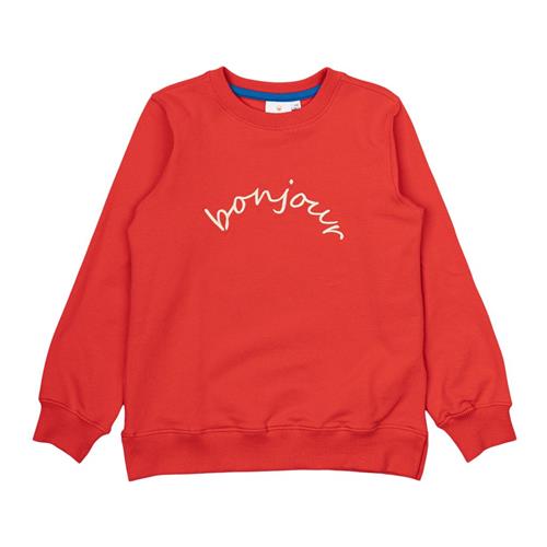 The New GOTS Ness Sweatshirt Poppy Red 7-8 Y  Rød  7-8 år  kvinde
