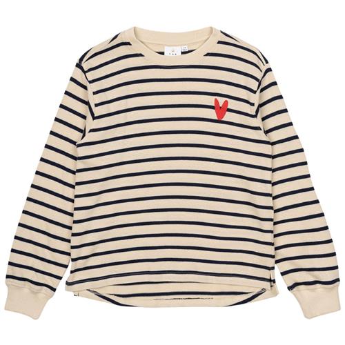The New GOTS Nil Sweatshirt Mood Indigo Striped 7-8 Y  Marineblå  7-8 år  kvinde