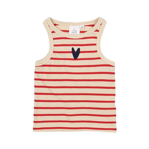 The New GOTS Nil Kort Top Poppy Red Striped 3-4 Y  Rød  3-4 år  kvinde