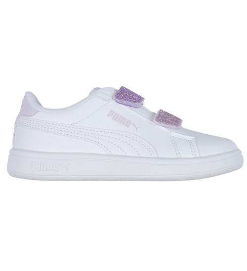 Puma Sko - Smash 3.0 L Glitter Velcro - White/Lavender Alert