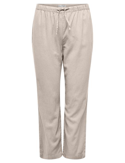 Carcaro Mw Linen Bl Pull-Up Pant Tlr ONLY Carmakoma Beige