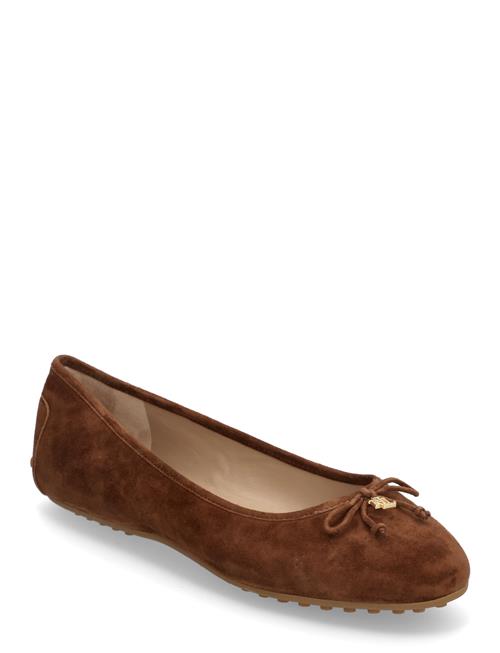 Se Jayna Suede Driver Flat Lauren Ralph Lauren Brown ved Booztlet