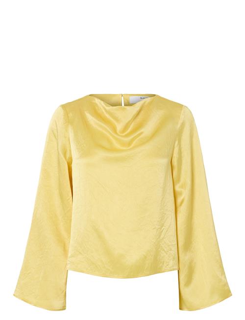 Slfselene Ls Draped Neckline Top B Selected Femme Yellow