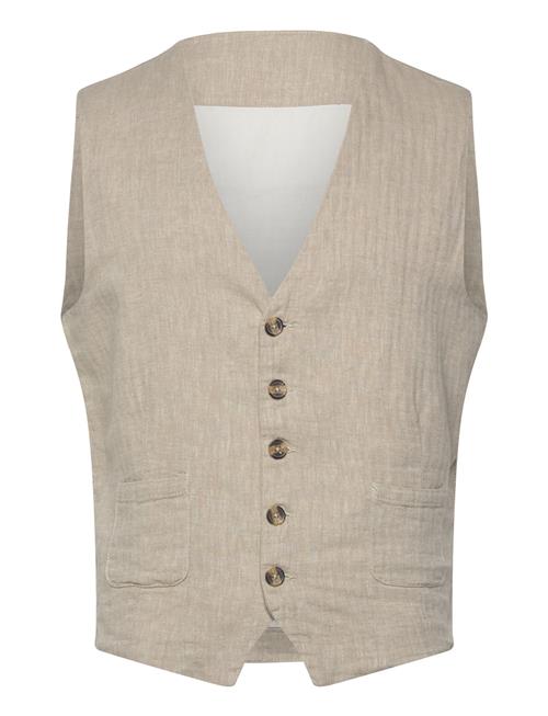 Cotton Linen Waistcoat Lindbergh Beige