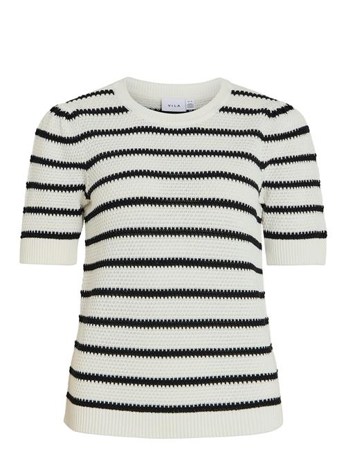 Vidalo O-Neck S/S Stripe Knit-Noos Vila White