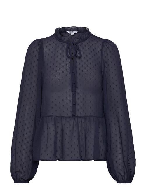 Se Peplum Dobby Dot Blouse Bubbleroom Navy ved Booztlet