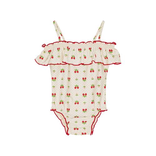 Se Flöss Sofia Badedragt Soft White Berry | Hvid | 110 cm ved Babyshop