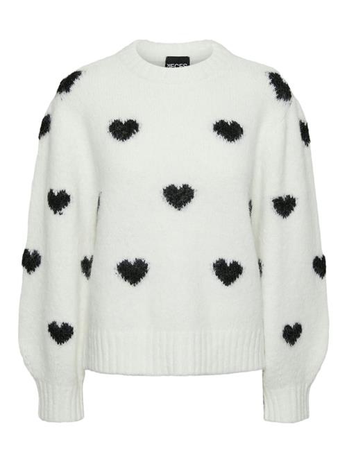 Se PIECES Pullover 'PCRINA'  sort / hvid ved About You