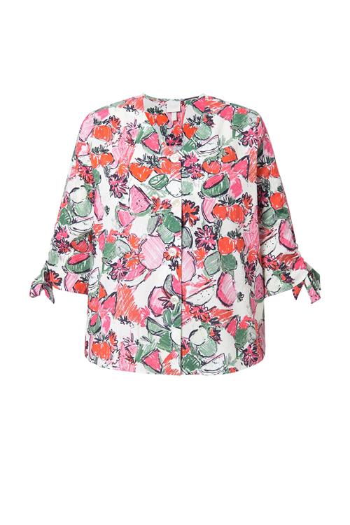 Ulla Popken Bluse  grøn / lys pink / rustrød / offwhite