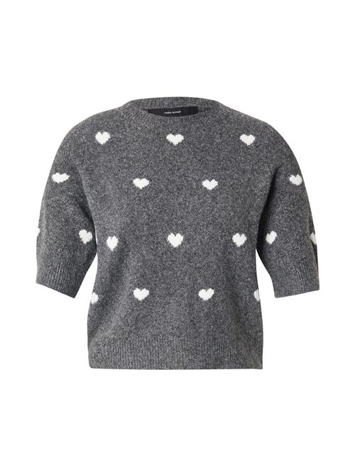 VERO MODA Pullover 'DOFFY INTARSIA'  mørkegrå / hvid