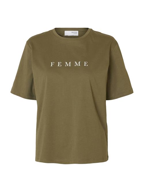 Se SELECTED FEMME Shirts 'VILJA'  oliven / hvid ved About You